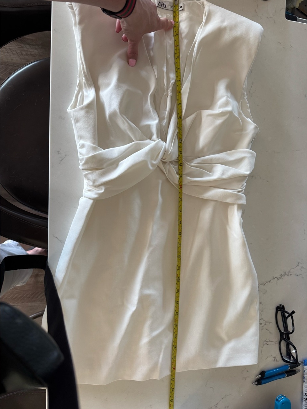 Zara Cream Knot-Front Mini Dress - Picture 8 of 9